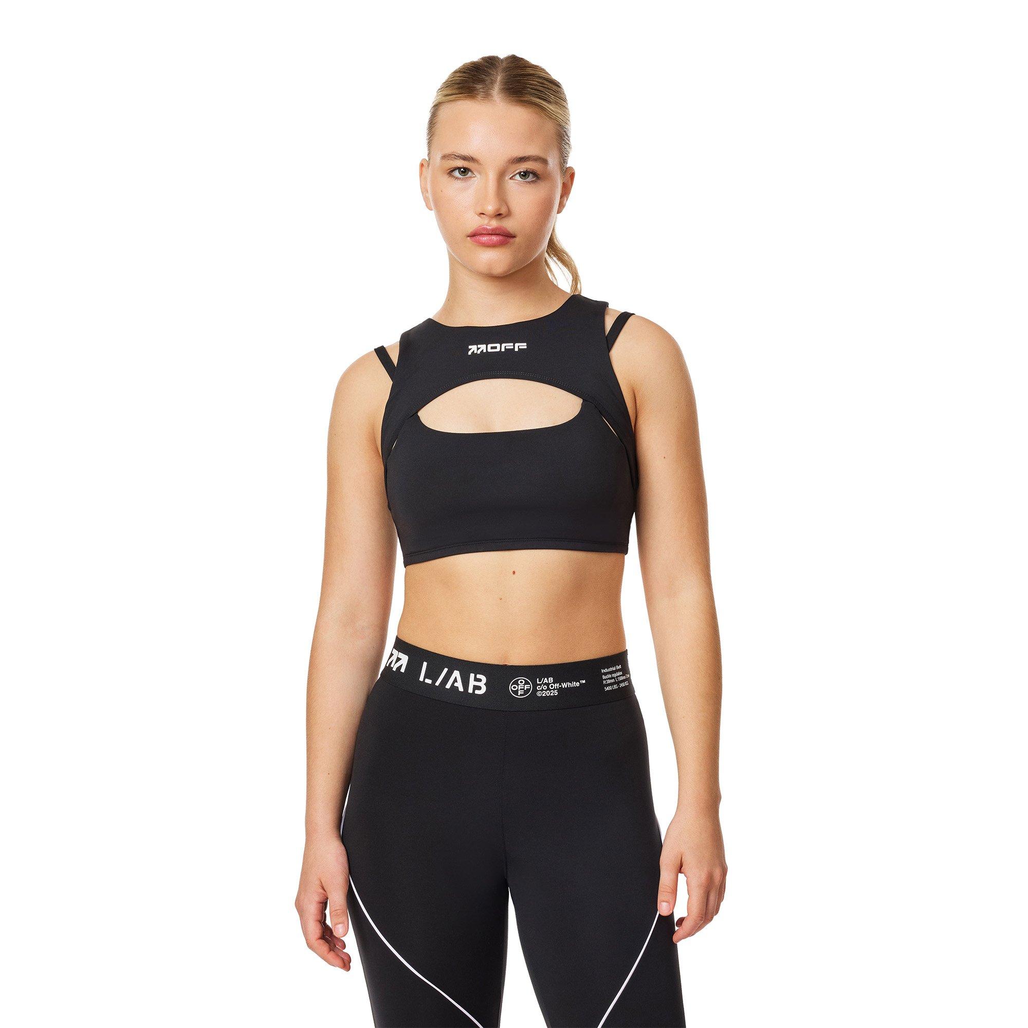 L/AB c/o Off-White Women's Cut-Out Logo Crop Top - BLACK/WHITE